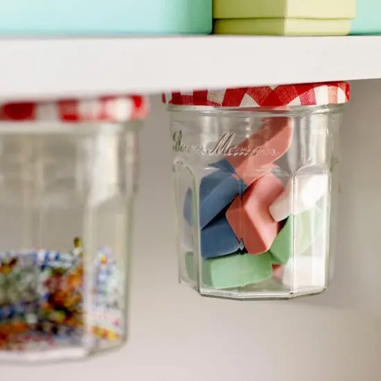 Jar Lids Under Shelf