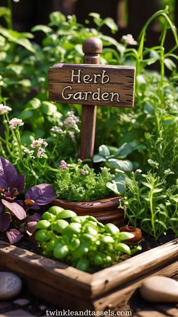 corner garden with herbs