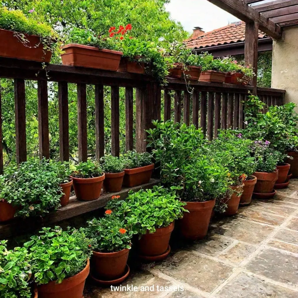 stone floor in a balcony garden
