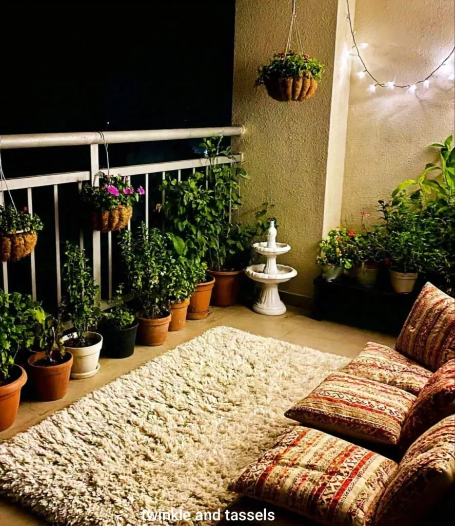 cozy lighting in balcony