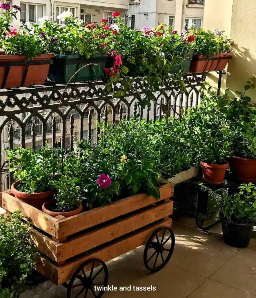 garden cart in balcony garden