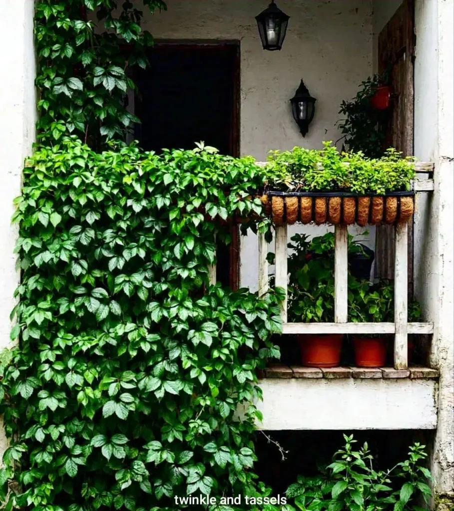 privacy screen in balcony garden