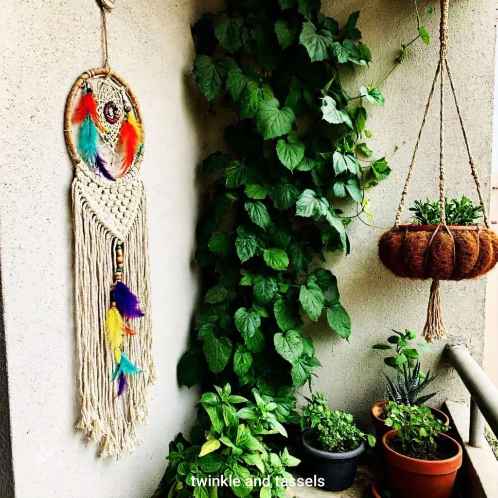 wall hangings in balcony garden