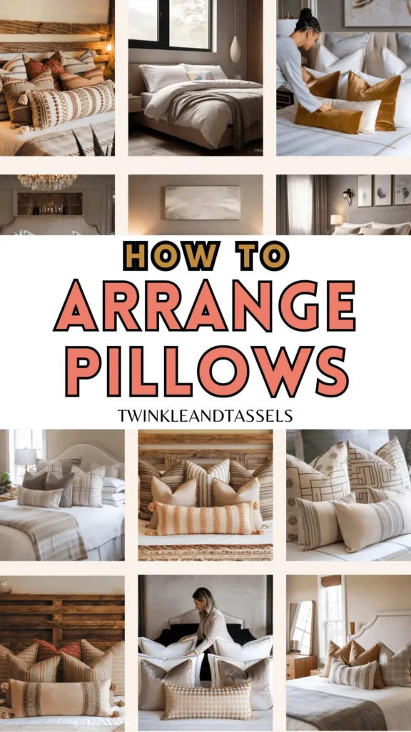 arrange pillows on bed