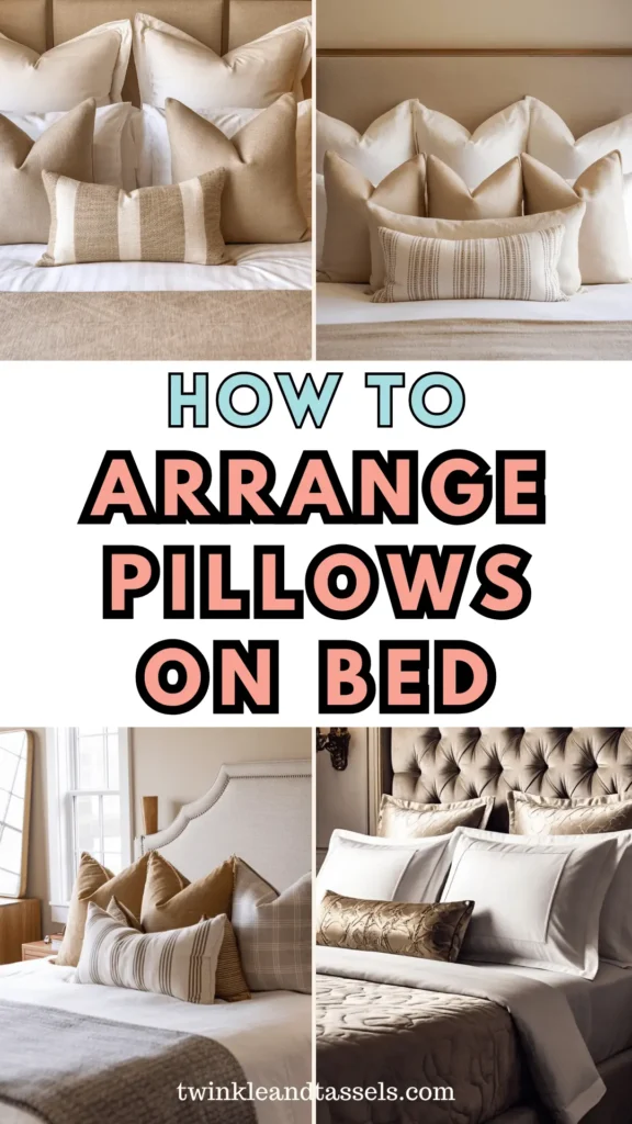 arrange pillows on bed