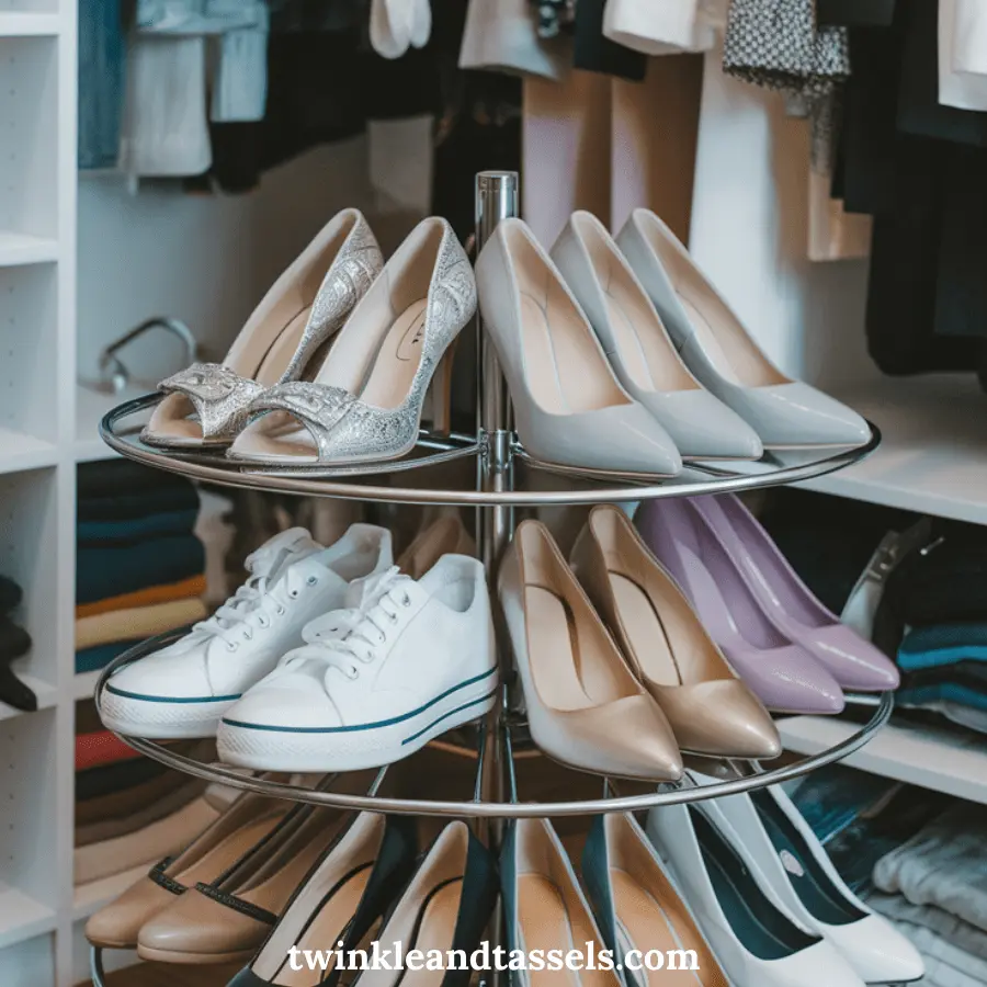 rotating shoe rack for small closet