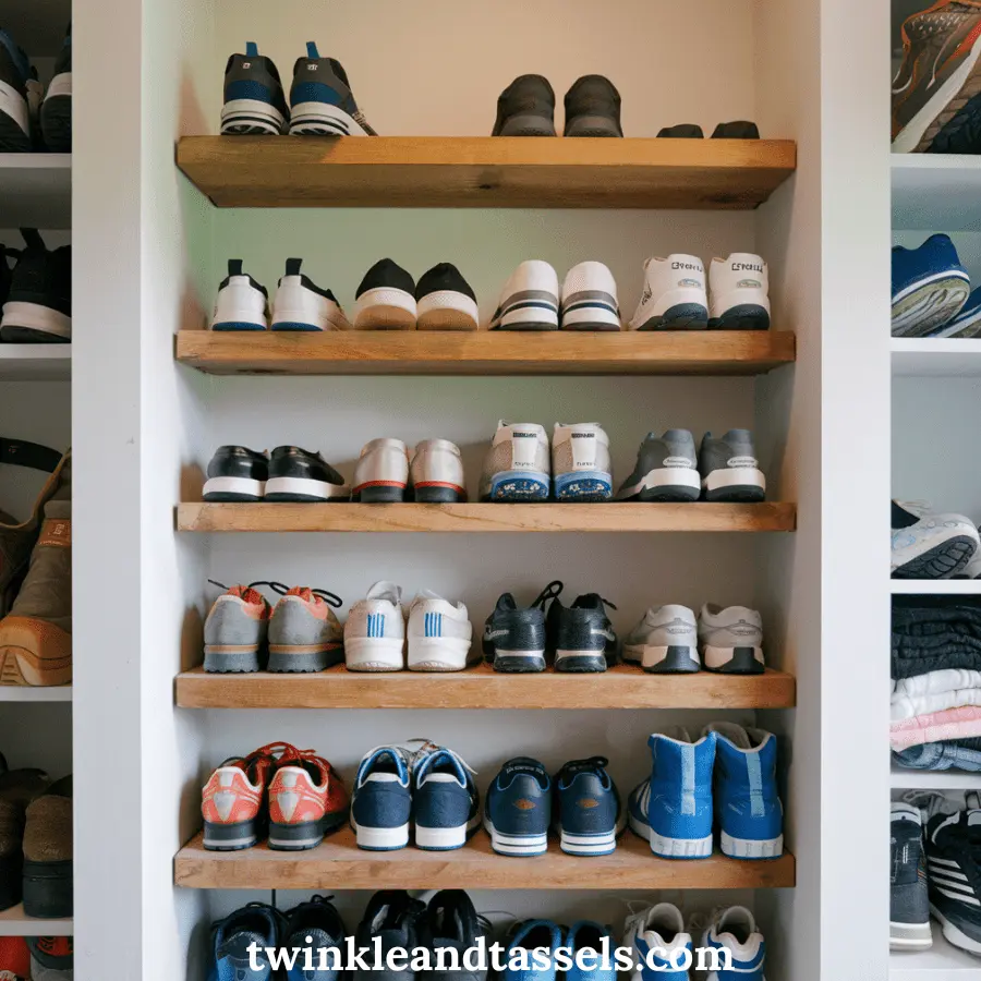 floating shelves for shoe storage