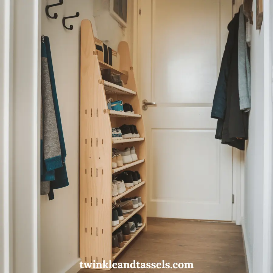 sleek shoe rack for narrow spaces