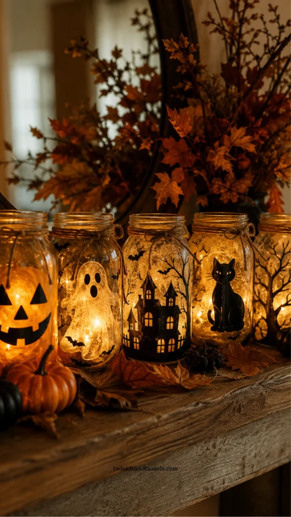 Mason jar lanterns for Halloween