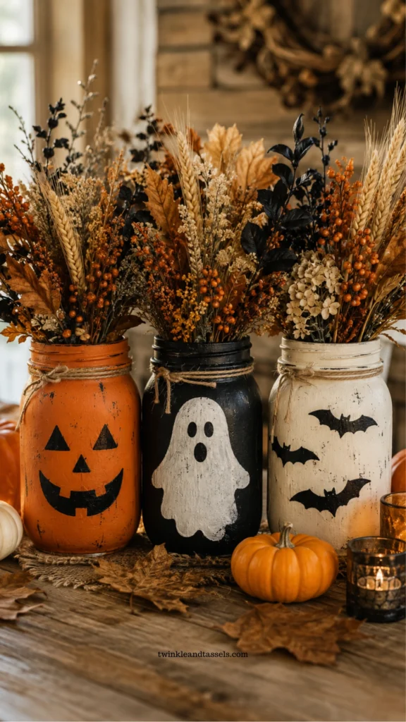 Halloween mason jar crafts for home decor