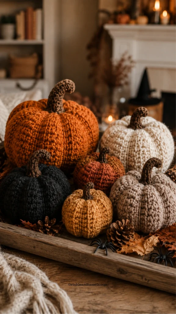 Halloween crochet pumpkins for home decor
