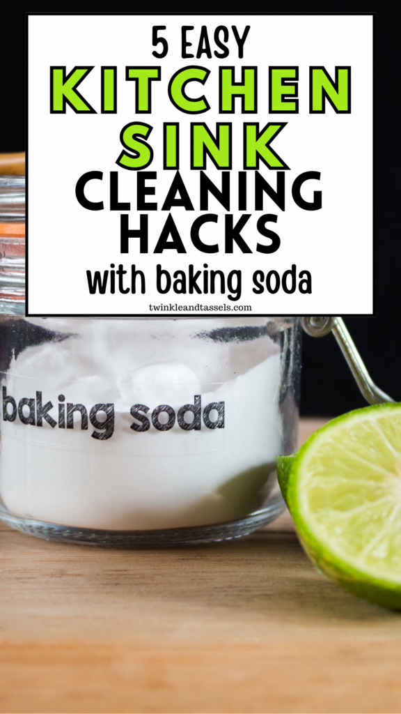 clean kitchen sink with baking soda