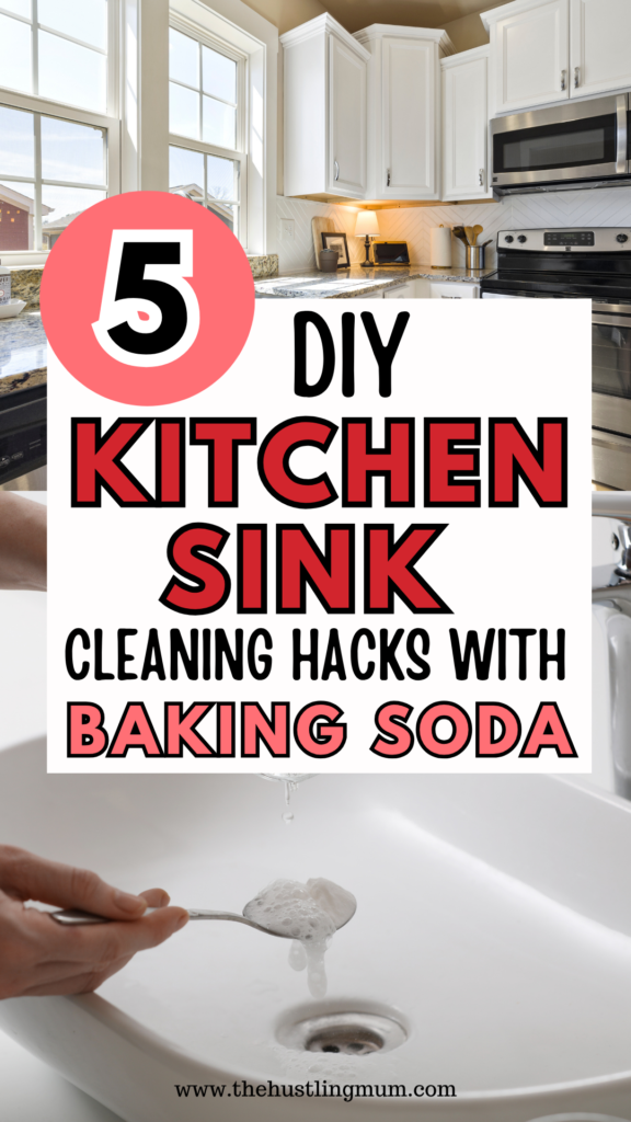 clean kitchen sink with baking soda