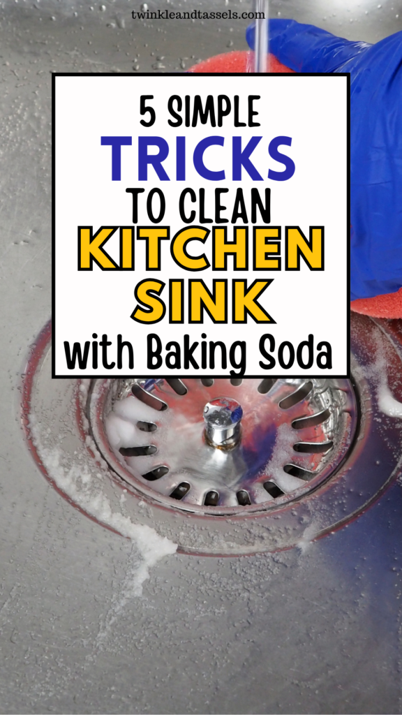 clean kitchen sink with baking soda
