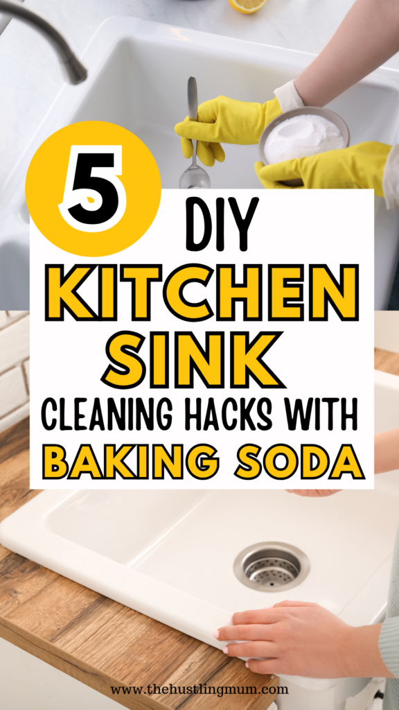 clean kitchen sink with baking soda