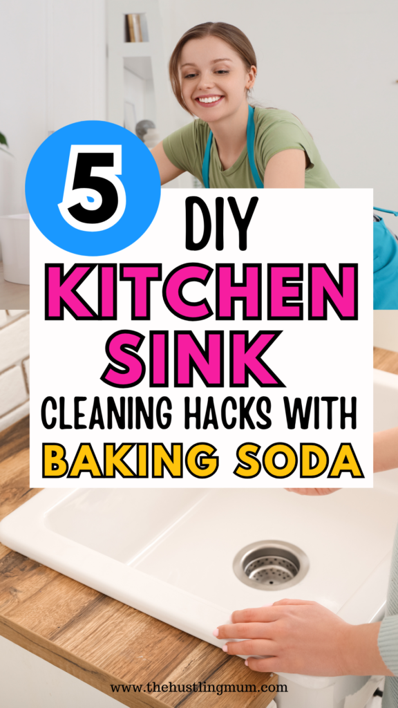 clean kitchen sink with baking soda
